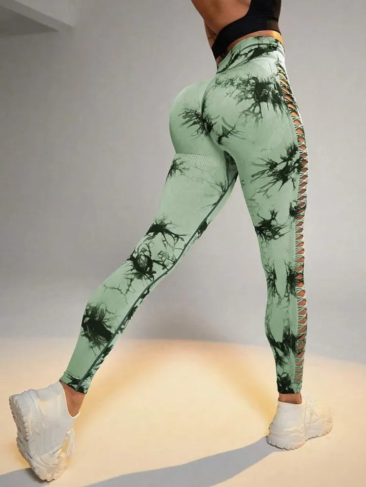 LunaShape - Stylische Tie-Dye High Waist Fitness-Leggings für Frauen