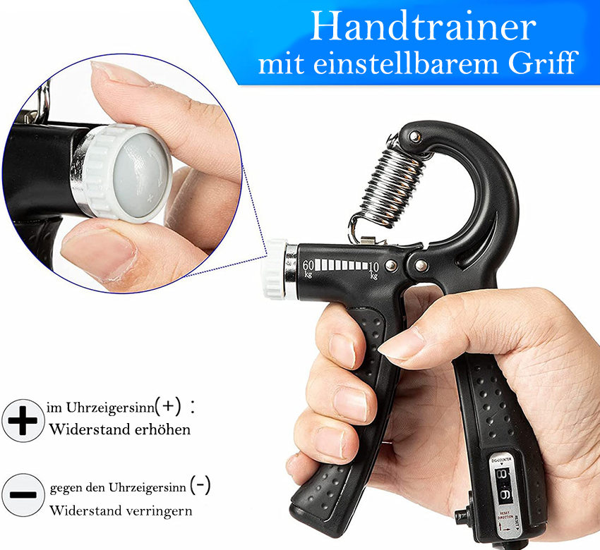 Handmuskeltrainer, Griffkraft-Training, rutschfeste Oberfläche, verstellbar 0-60kg