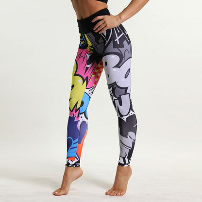 Atmungsaktive Cartoon Print Sport Leggings GIBTS NIMMER