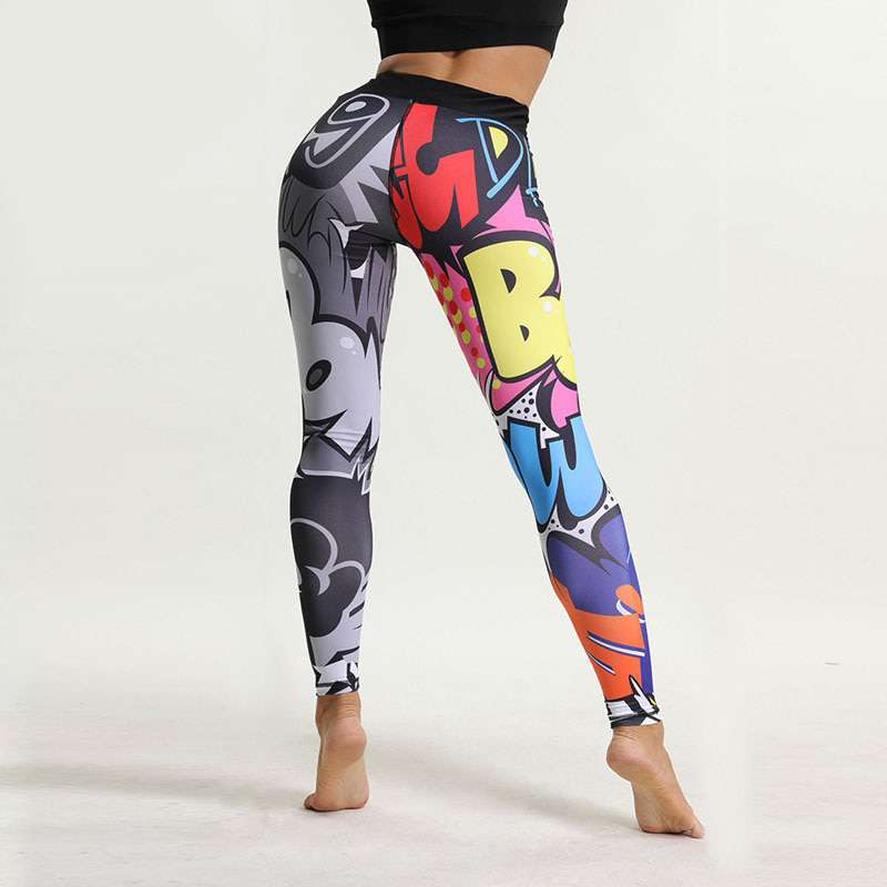 Atmungsaktive Cartoon Print Sport Leggings GIBTS NIMMER